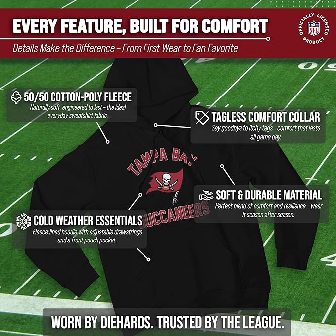 Team Fan Apparel NFL Adult Gameday Hooded Sweatshirt - Poly Fleece Cotton Blend - Stay Warm and Represent Your Team in Style