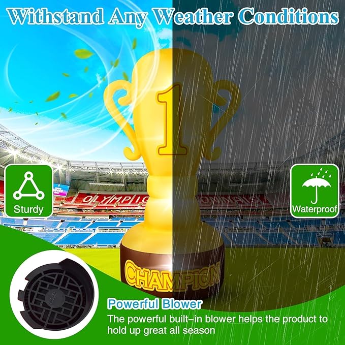 5.4FT Giant Inflatable Trophy Outdoor Decorations Blow up Trophy Decor Built in 4 LED Lights for Award Trophies Inflatable Decorations Large Trophies Supplies for Sports Competitions Party