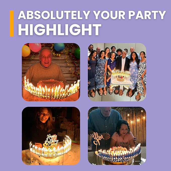 Silver-Mirror Finish Candle Holder for Milestone Birthday, Candlestick Holder, Table Decor for 40th, 50th, 60th, 70th, 75th, 80th, 90th, 100th, Includes 100 Gold Birthday Candles