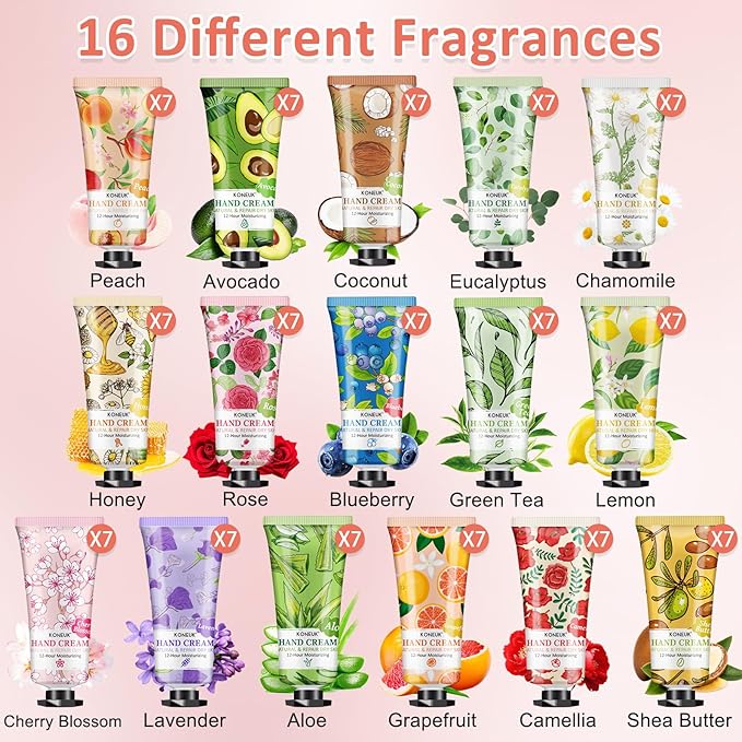 112 Pack Moisturizing Hand Cream Set, Valentines Day Gifts, Bulk Hand Lotion Travel Size for Dry Cracked Hands, Mini Hand Cream for Mom Gifts, Teacher Appreciation Gifts, Nurse Gifts, Birthday Gifts