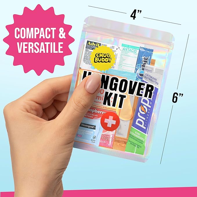 12 Pre-Filled Hangover Kits for Bachelorette Party Favors, 21st Birthday Gifts for her, Bridesmaid Gifts | Bulk Hangover Kit Bags & Supplies for Parties & Events (12 Premium Packs)