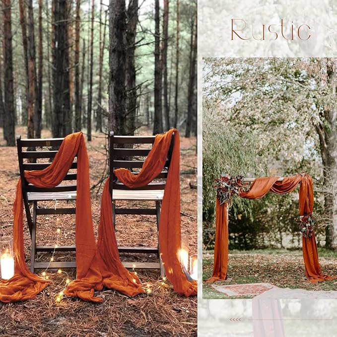 20 Pack Terracotta Table Runner 10Ft Cheesecloth Table Runner Boho Gauze Table Runners Romantic Long Sheer Fabric Cheese Cloth Table Runners for Wedding Party Bridal Shower(Terracotta)