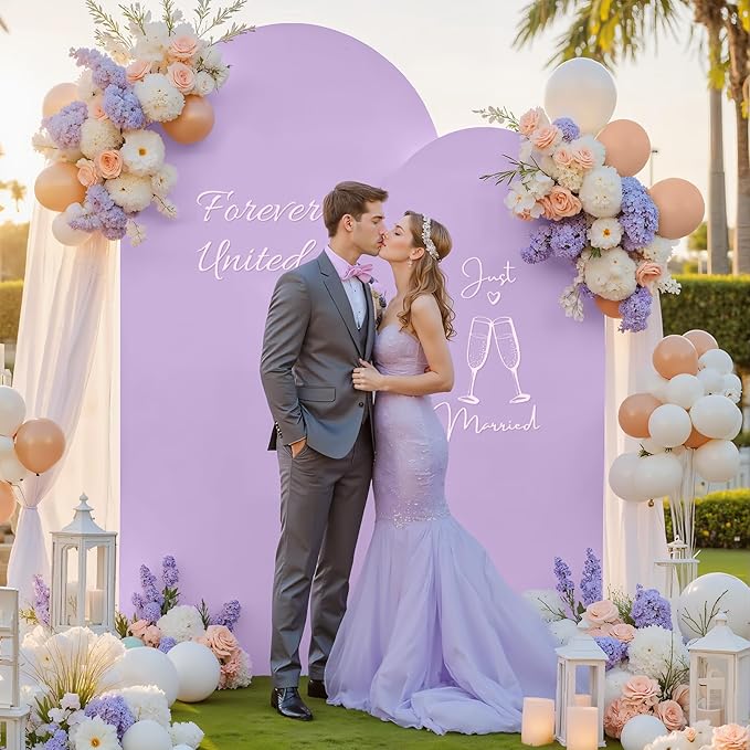Pink and Purple Photo Arch Backdrop Cover Set of 2 for Baby Shower Party 7.2ft and 6ft Arch Covers Stretchy Backdrop Spandex Arch Stand Covers for Girls Birthday Wedding Banquet Background