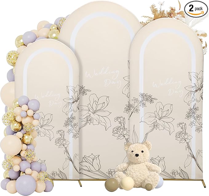 3-Piece Arch Cover Bundle – 7.2FT, 6.6FT & 6FT Stretch Spandex Backdrop Set – Wedding, Birthday & Photo Booth Arch Covers for Every Event