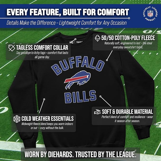Team Fan Apparel NFL Adult Gameday Football Crewneck Sweatshirt - Cotton Blend - Stay warm, comfortable & stylish on game day