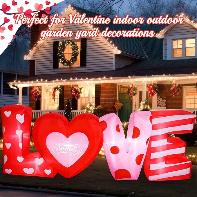 VIHOSE 9 ft Valentines Day Inflatable Outdoor Decorations Love Letters with LED Lights, Blow Up Valentine Romantic Decor for Wedding Propose Anniversary Outside Indoor Yard Party Supplies