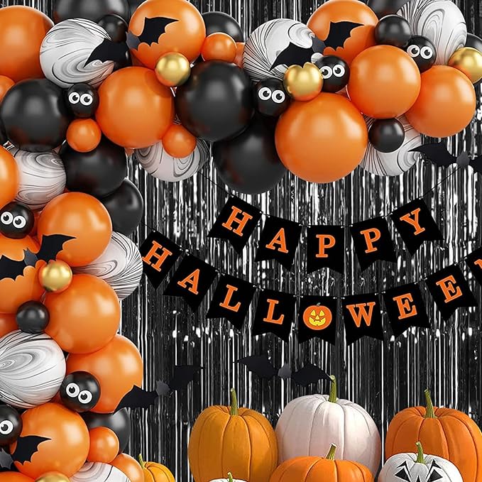 Black Foil Fringe Curtains 50 Pack 3.2ft x 8.2ft Fringe Backdrop Curtains Metallic Tinsel Streamer Photo Backdrop for Birthday Party Decorations Halloween Christmas Party Supply (Black)