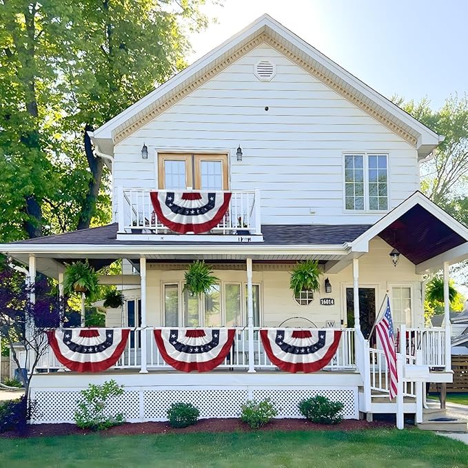 Memorial Days Large Patriotic US Flag Bunting for Labor Day and Veterans Day Celebration Decorations Large American Stripe Swag (5pack-Bunting-2x4Ft)