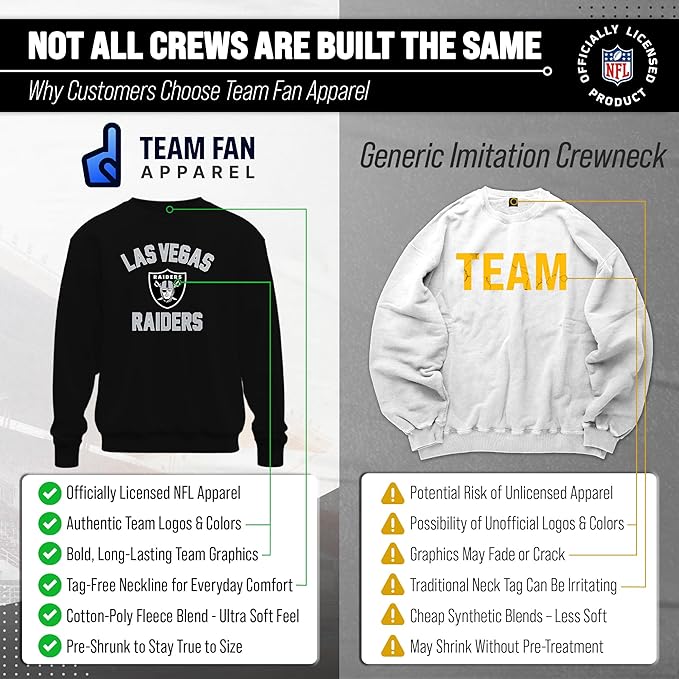 Team Fan Apparel NFL Adult Gameday Football Crewneck Sweatshirt - Cotton Blend - Stay warm, comfortable & stylish on game day