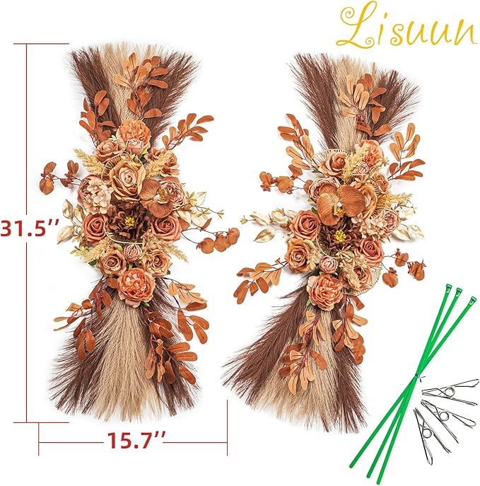 Wedding Arch Flowers, Artificial Flowers for Decoration, Large Flower Swag for Boho Styles Wedding Ceremony Floral Decor - Pack of 2