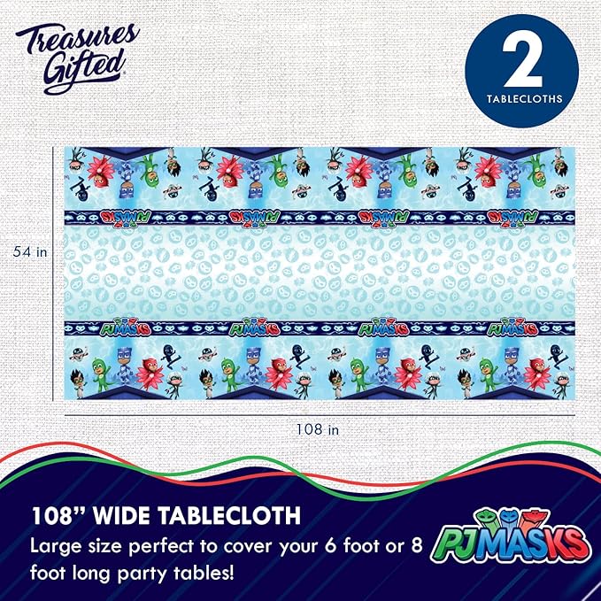 PJ Masks Birthday Party Supplies - Serves 24 Guests - Dinnerware Deluxe Set - Tablecloth, Plates, Napkins & Cups