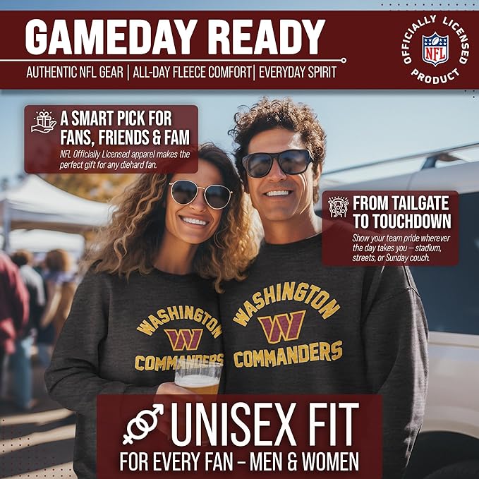 Team Fan Apparel NFL Adult Gameday Football Crewneck Sweatshirt - Cotton Blend - Stay warm, comfortable & stylish on game day