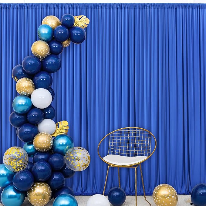 Outpain 20 ft x 8 ft Royal Blue Backdrop Curtain Panels, 4 Panels 5 ft x 8 ft Wrinkle Free Polyester Photography Backdrop Drapes, Wedding Party Home Decoration Supplies