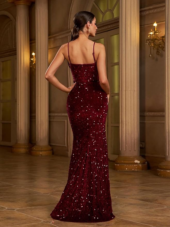 Evening Formal Dresses for Women Sequin Prom Wedding Guest Cocktail Dress Party Sexy Maxi Elegant Bodycon Night Gown
