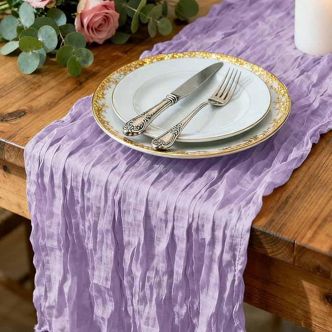 12 Pack Beige Cheesecloth Table Runners 35 x 118 Inch Rustic Boho Gauze Christmas Table Runner for Wedding Arch, Party Decoration, Bridal Shower, Reception, Farmhouse Dining Decor