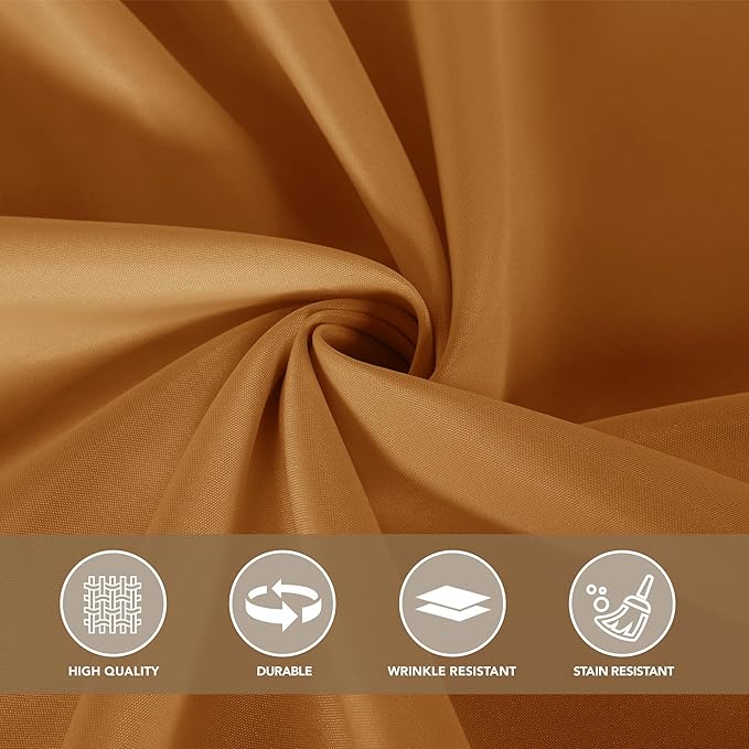 sancua Thanksgiving Round Tablecloth 132 Inch Diameter, 6 Pack Bronze, Circle Polyester Fabric Light Brown Fall Table Cloth Cover for Harvest Wedding Party Reception Banquet (Fit 54-96 Inch Tables)