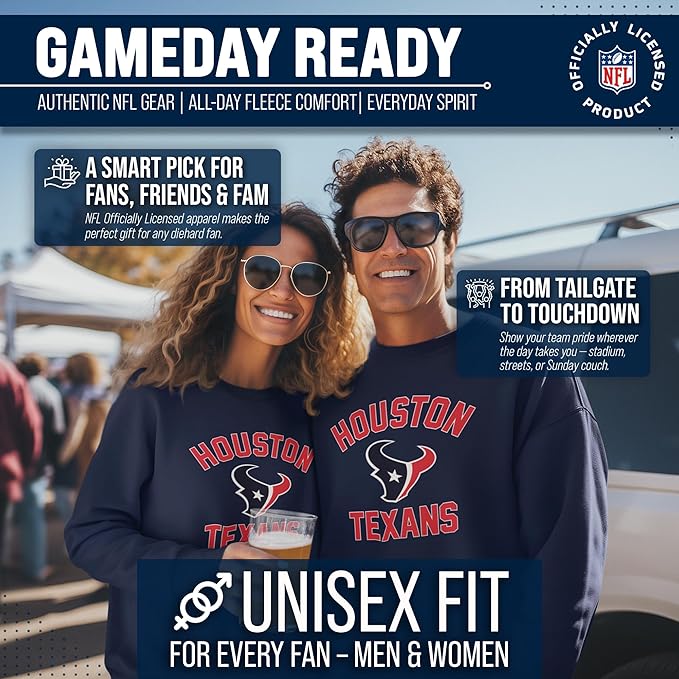 Team Fan Apparel NFL Adult Gameday Football Crewneck Sweatshirt - Cotton Blend - Stay warm, comfortable & stylish on game day