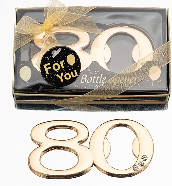 YKLIGTN 24PCS Latest 80 Bottle Openers for 80th Birthday Party Favors or Wedding Anniversary Party Gifts Souvenirs Decorations for Guests