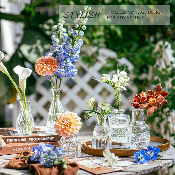 16pcs Glass Bud Vase Set, Small Clear Flower Vases for Centerpieces in Bulk, Cute Mini Vintage Vase for Wedding, Home Decor, Table Decoration