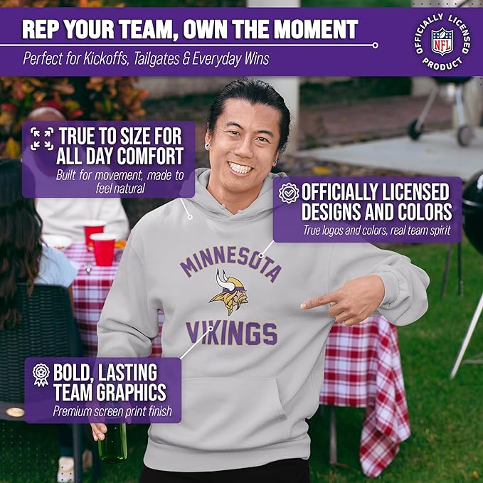 Team Fan Apparel NFL Adult Gameday Hooded Sweatshirt - Poly Fleece Cotton Blend - Stay Warm and Represent Your Team in Style
