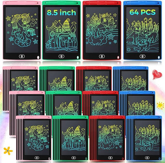Zhehao 64 Pieces LCD Writing Tablet Doodle Board for Kids Bulk, 8.5 Inch Reusable Erasable Drawing Pad Learning Educational Toy Birthday Party Favor Valentine`S Day Gift for Boys Girls(Colorful)