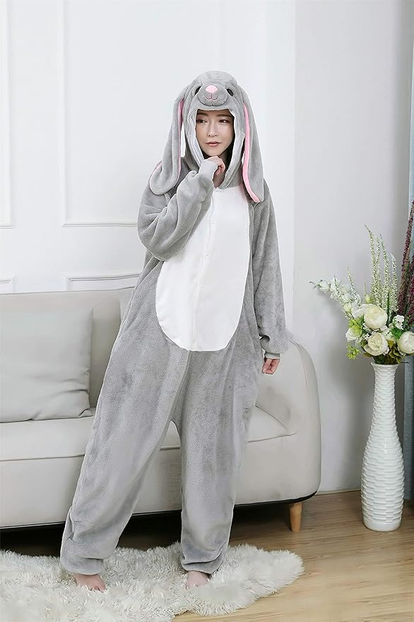 Adult Bunny Animal Cosplay Halloween Costume Pajamas