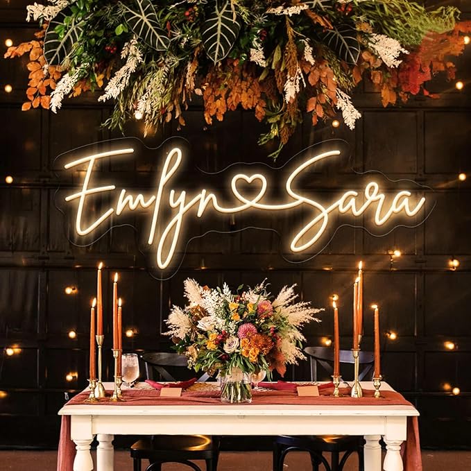 Custom Wedding LED Neon Sign Personalized Couple Names with Heart Neon Light Up Sign Customizable for Home Wedding Engagement Party Backdrop Wall Decor