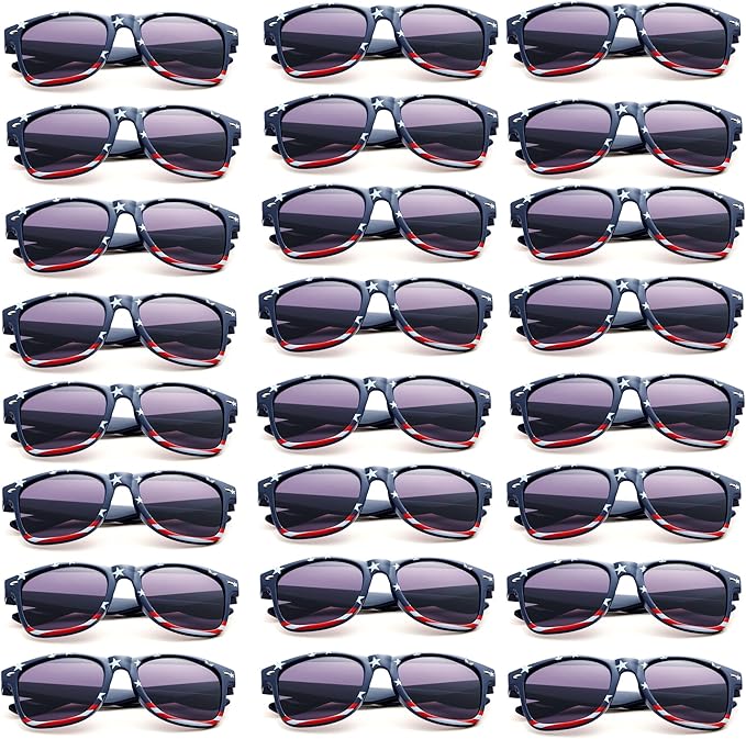Fsmiling Bulk American Sunglasses USA Flag Sunglasses Patriotic Sunglasses-10/24Pack