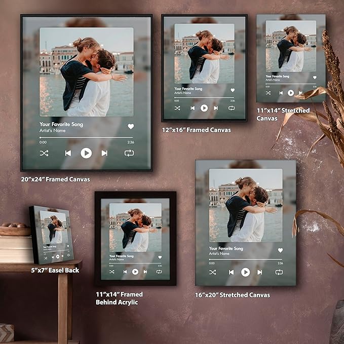Personal-Prints CUSTOM SONG | Custom Song Title and Photo Wedding Wall Art Gift | Personalized Photos & Song | Anniversary, Wedding, Valentine's Day Gift (11"x14" Framed Paper Print)