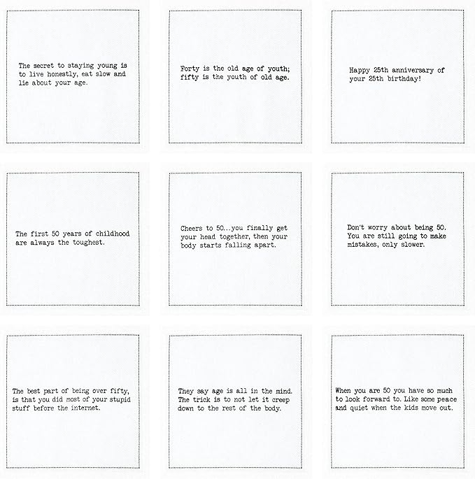Five Star Funny 50th Birthday Quotes | White Cotton Cocktail Napkins | 50 Luxury Disposable Beverage Napkins with Witty Bar Quotes | Drink Napkins for Parties, Bars, Weddings & Game Nights