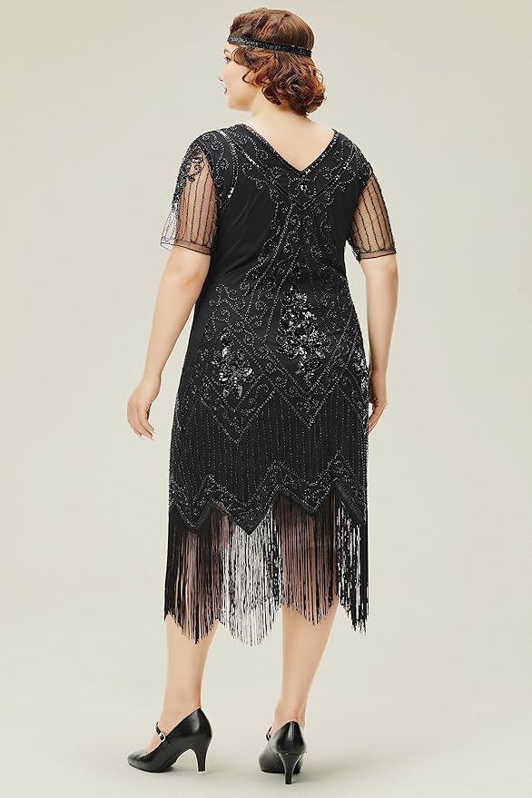 BABEYOND Great Gatsby Dresses for Women Plus Size Cocktail Dress 1920s Flapper Costume for Women