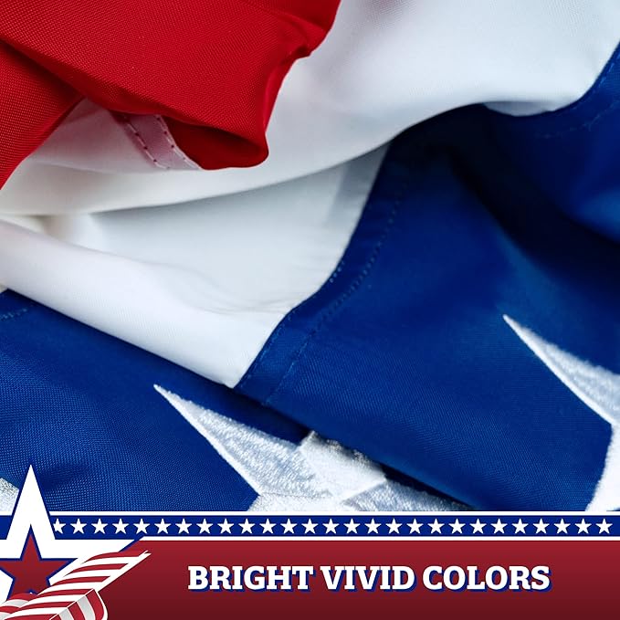 G128 – 5 Pack: USA Pleated Fan Flag, 3x6 Feet American USA Bunting Decoration Flags EMBROIDERED Patriotic Stars & Sewn Stripes Canvas Header Brass Grommets