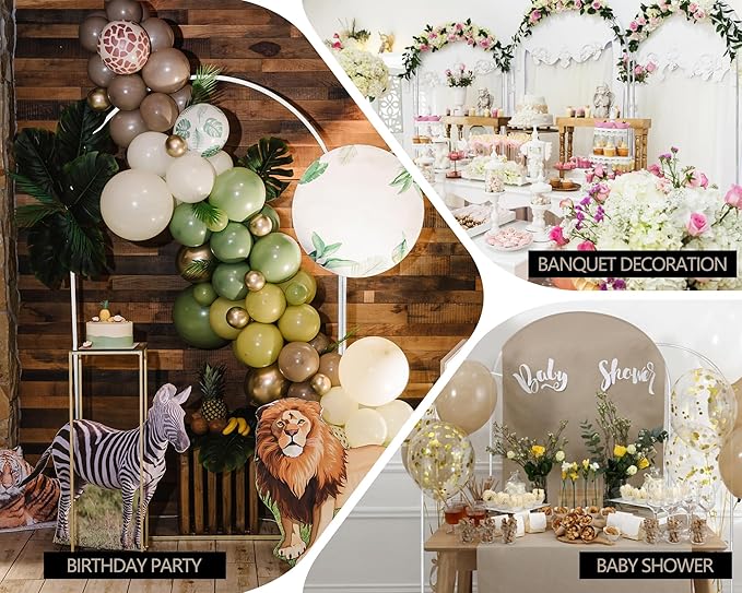 Arch Backdrop Stand Set of 2 Metal Wedding Arch Stand 7.2FT & 6FT Balloon Backdrop Frame for Birthday Party Wedding Graduations, Holiday Ceremony - Ideal for Flowers and Garden Decor, White