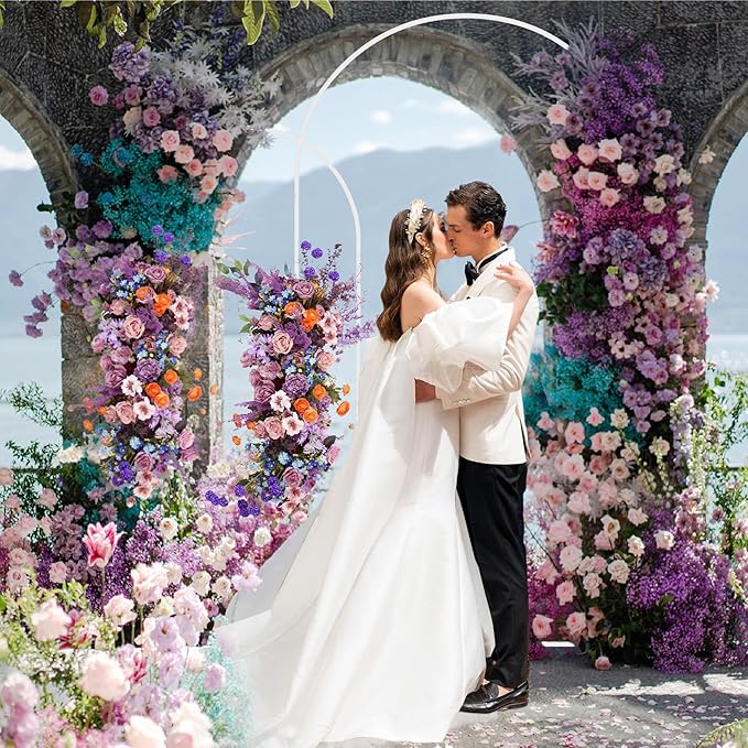 Putros Metal Arch Backdrop Stand White Wedding Backdrop Stand Set of 2 (7.2FT,6FT) Square Arch Frame for Birthday Party Graduation Ceremony Decoration