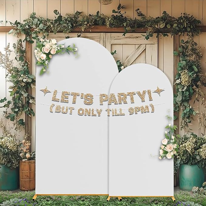 Arch Backdrop Stand and Cover Set (7.2ft,6ft) Birthday Party Wedding Ceremony Bridal Baby Shower Event Decor Gender Reveal (White, 7.2Ft+6Ft)