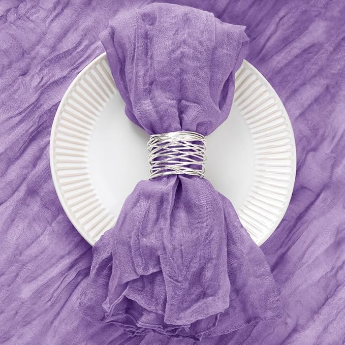 50 Pack Lavender Purple Cheesecloth Napkins Spring Cloth Napkins Set of 50 Dinner Napkins Bulk 21x21 Inches for Wedding Bridal Shower Baby Shower Valentine's Day