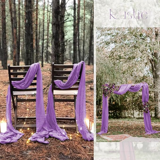 20 Pack Purple Table Runner 10Ft Cheesecloth Table Runner Boho Gauze Cheese Cloth Table Runners Romantic Long Sheer Fabric Table Runners for Wedding Party Bridal Shower