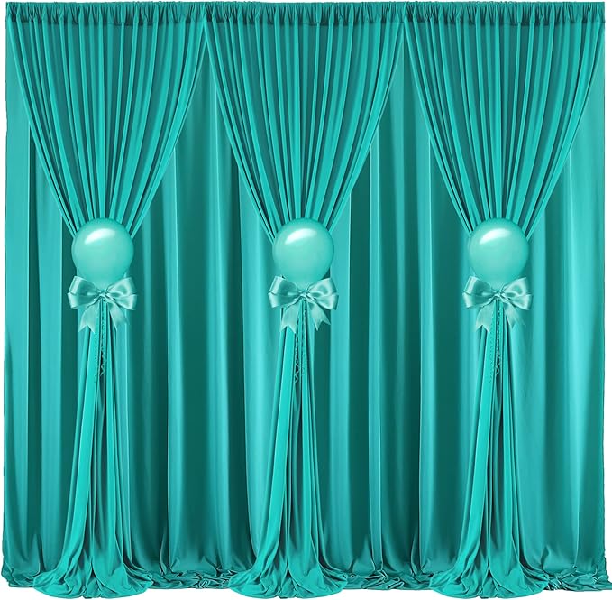 10 ft x 20 ft Wrinkle Free Turquoise Backdrop Curtain for Parties, Thick Polyester Teal Photo Backdrop Drapes,4 Panels 5ft x 10ft for Baby Shower Wedding Engagement Birthday Mermaid Party