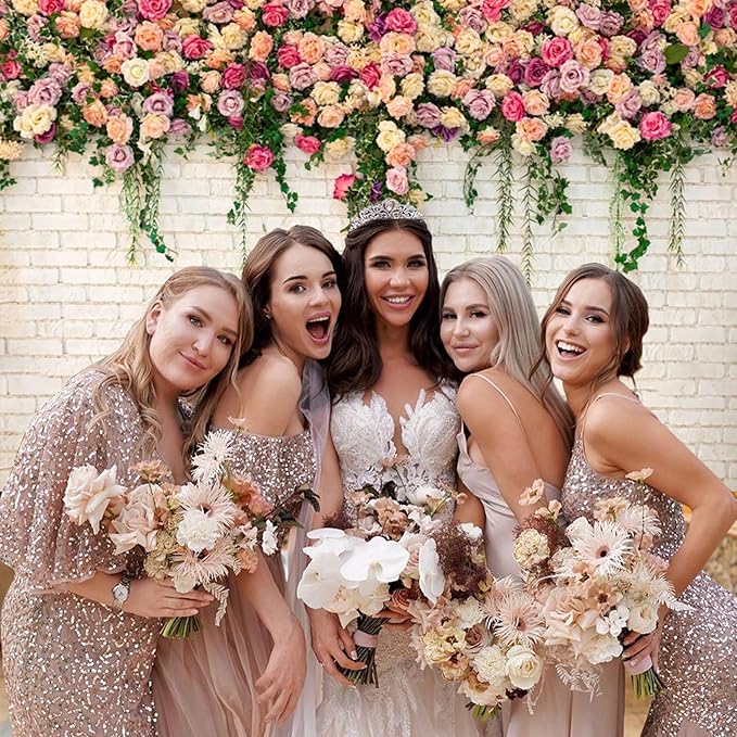 10x8ft Pink Floral Backdrop for Bridal Shower White Wall Photography Background Couple Wedding Party Decorations Bride Engagement Banner Props