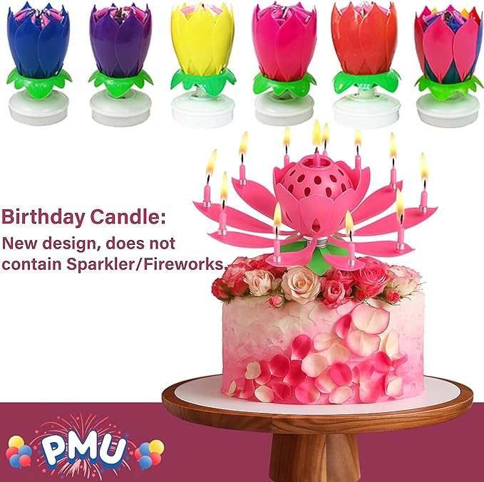PMU 6 Pack Birthday Candles, Cake Candles, Safe for use Does not Contain Sparklers, Fireworks - Pink