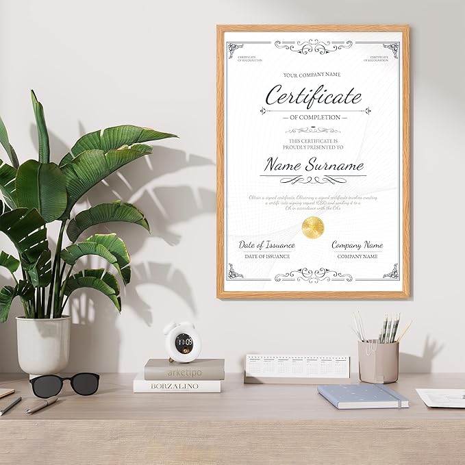 Axeman 19x27 Picture frame with mat for 16x21, Tempered Glass and Hanging Hardware Included Natural Oak Home Decor Art Hanging Frame, Natural Oak