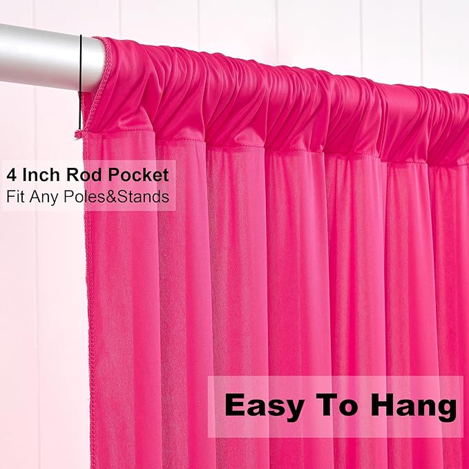 40ft x 10ft Fuchsia Wrinkle Free Backdrop Curtains for Parties,8 Panels 5×10ft Thick Silky Polyester Hot Pink Photo Backdrop Drapes Curtain for Barbie Party Wedding Birthday Baby Shower Photography