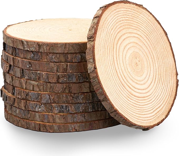 Set of (16) 8-9 inch Wood Slices for centerpieces! Natural Wood Rounds for Table centerpieces, Arts and Crafts, and Table Decorations (Set of 16 8-9")