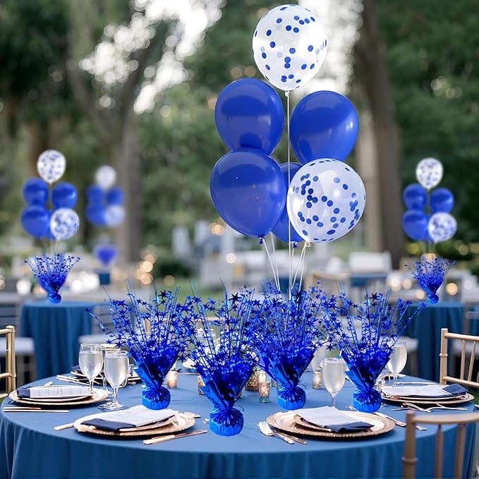 18 Pack Metallic Foil Spray Centerpiece Star Table Decoration Burst Glitter Tabletop Centerpieces for Birthday Christmas New Years Nye Wedding Graduation Holiday Party Supplies Decor, Blue