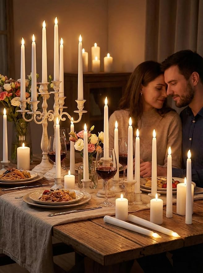 Retisee 30 Pcs 11 Inch Flameless Taper Candles LED Candles Bulk Battery Operated Taper Candle Flickering LED Candlesticks for Valentines Birthday Wedding Party Decor (Classic Style,White)