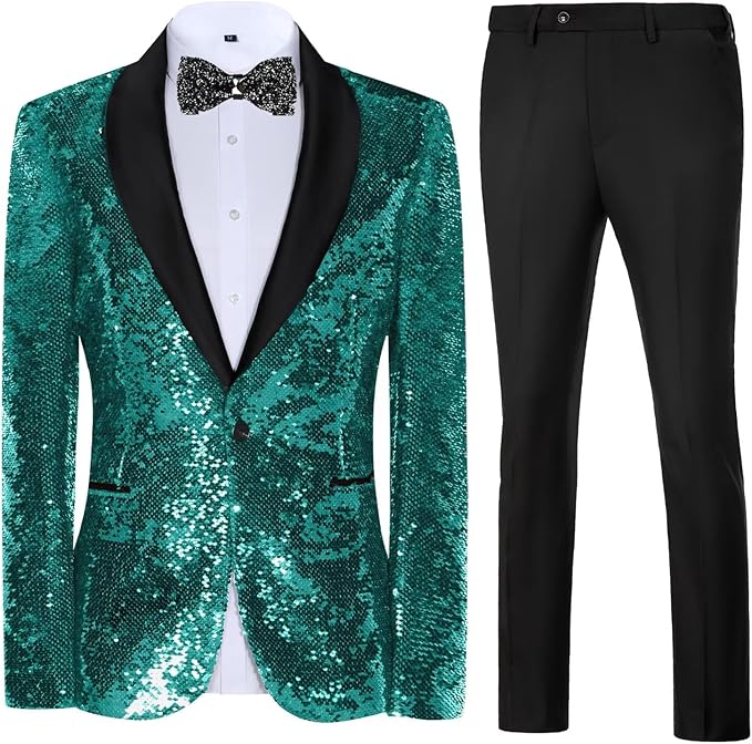 High-End Suits Sequins Men Tuxedo Sparkly Shawl Lapel Homecoming Suit Glitter 2 Pieces Party Prom Festival Blazer Pants