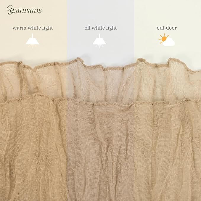 12 Pack Cheesecloth Table Runner 35 x 120 inch Long Boho Cheese Cloth Gauze Table Runners Semi Sheer Table Runner for Wedding Decor, Bridal Shower, Birthday Party (Beige)