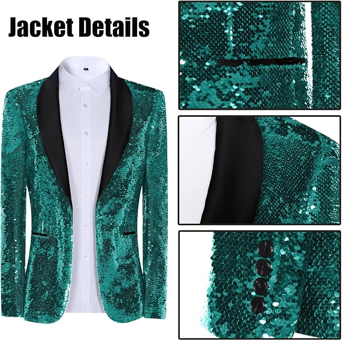 High-End Suits Sequins Men Tuxedo Sparkly Shawl Lapel Homecoming Suit Glitter 2 Pieces Party Prom Festival Blazer Pants