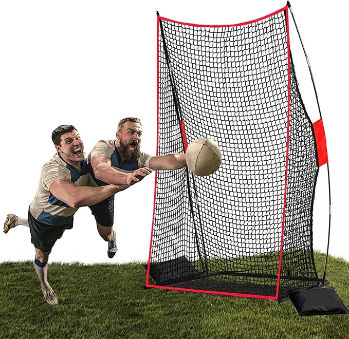 Football Kicking Net Throwing Target - 4x7FT Heavy Duty Iron Base for Backyard Practice Portable Quarterback Training for Youth with Sandbags