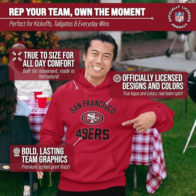 Team Fan Apparel NFL Adult Gameday Hooded Sweatshirt - Poly Fleece Cotton Blend - Stay Warm and Represent Your Team in Style
